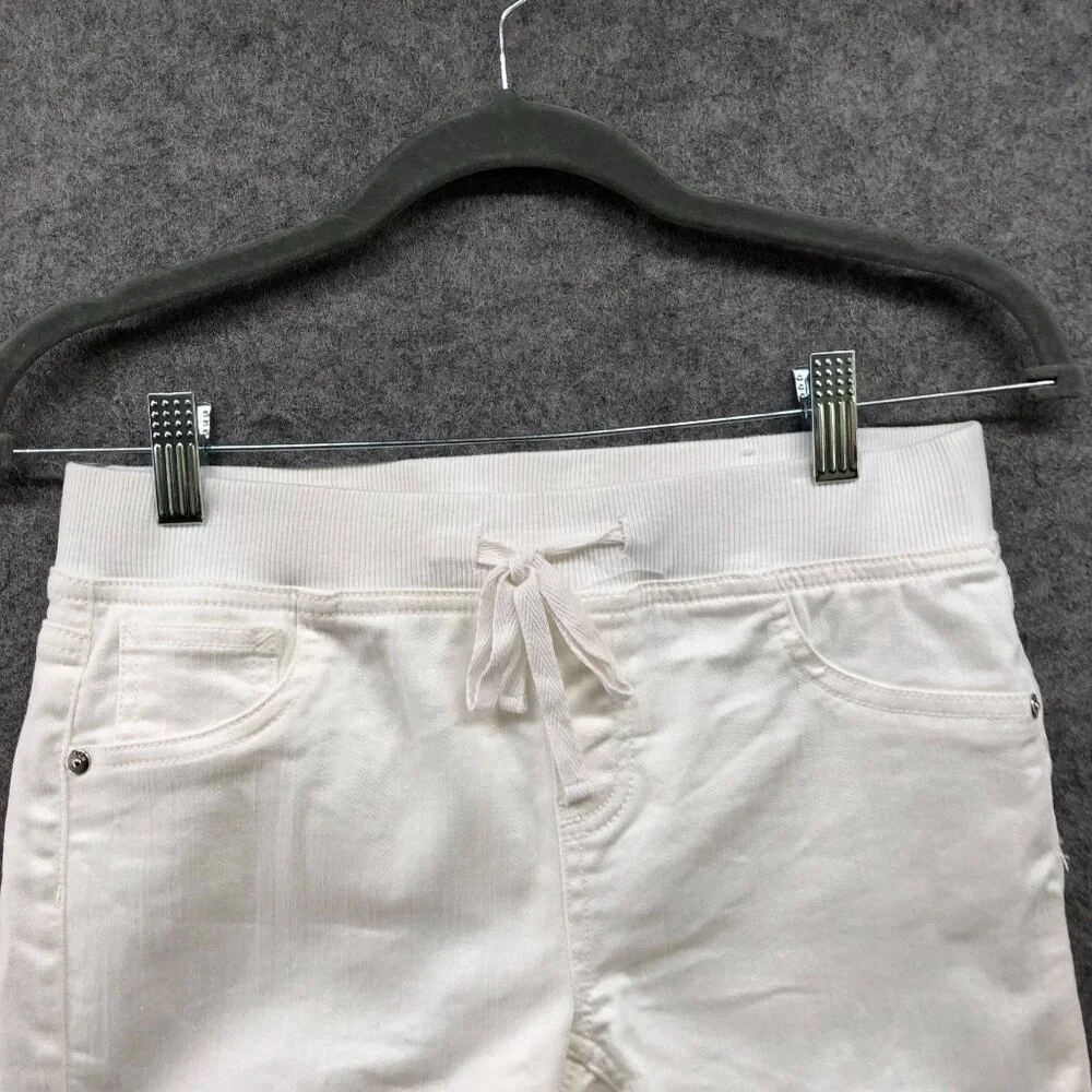 Justice Girls Size 16 White Denim Shorts‎ Pull On Jean Short Stretch Drawstring
